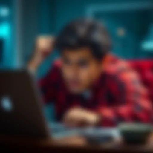 Person looking at a laptop screen with a worried expression, showing account balance issues