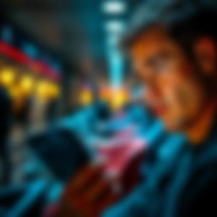 A person looking frustrated while checking a banking app on their phone, indicating issues with transferring money between banks.