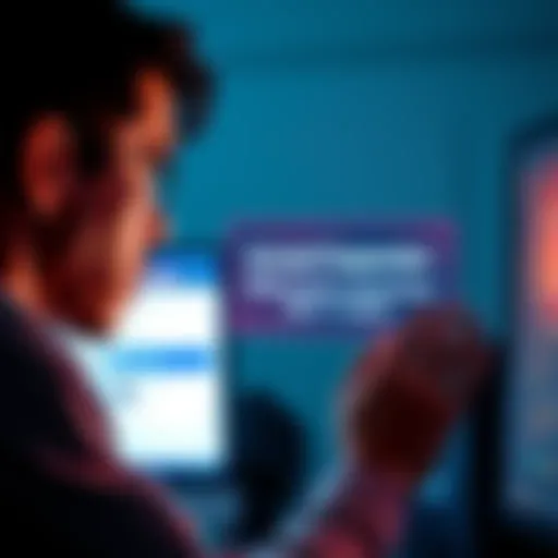 A person with a worried expression staring at a computer screen with an account suspension message displayed, symbolizing the struggle of account suspensions without reason.