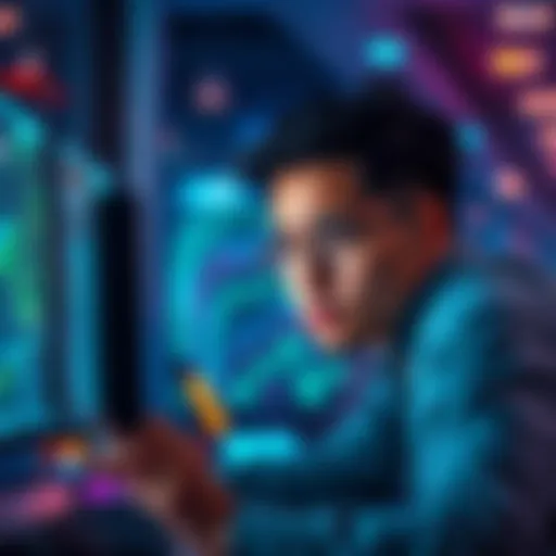 Frustrated person trying to verify off-chain data on a computer