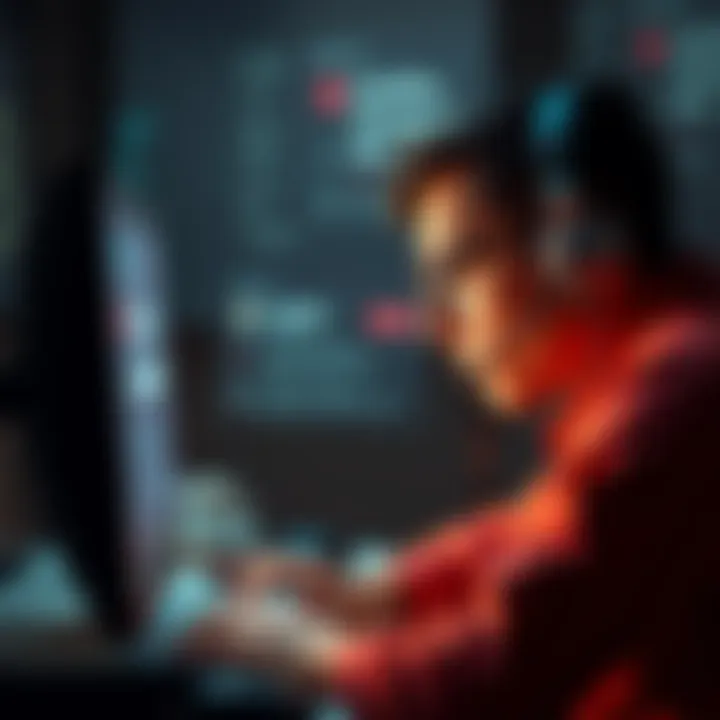 A person looking frustrated while trying to log in on a computer, symbolizing issues with customer support.