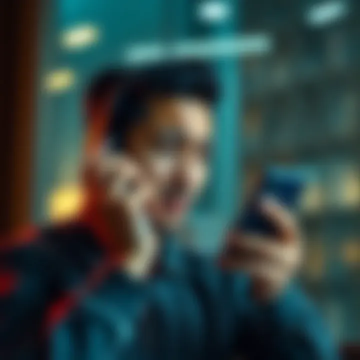 A person looking frustrated while holding a phone, trying to get help from Curve support about unexpected card blockings.