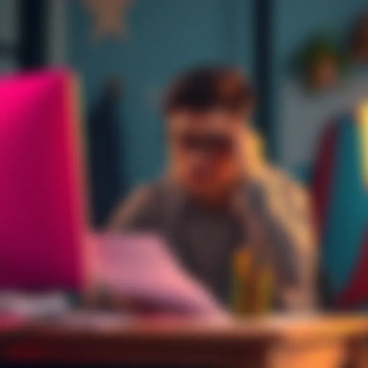 Individual looking stressed while dealing with KYC documents and a computer, searching for help online