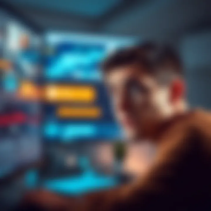 Frustrated person looking at a loading screen A person showing frustration while staring at a computer screen displaying ads with loading errors