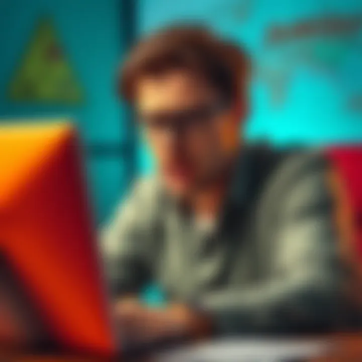A person looks frustrated while answering survey questions on a computer