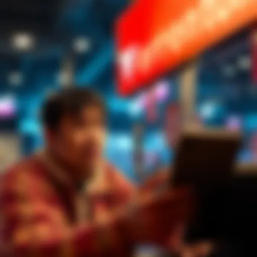 A person looking frustrated while trying to redeem tokens on a device, showing an error message on the screen.