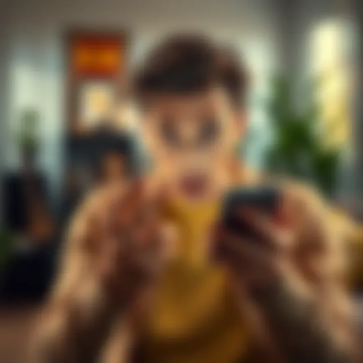 A person looking frustrated while trying to verify their Curve account on a smartphone in a home setting