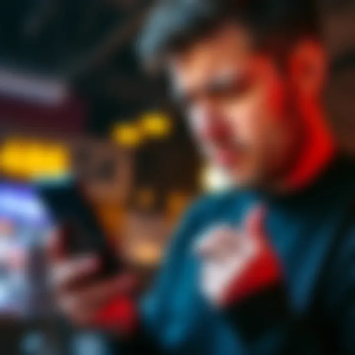 A person showing frustration while looking at a digital wallet on their phone, indicating trouble with setup and use