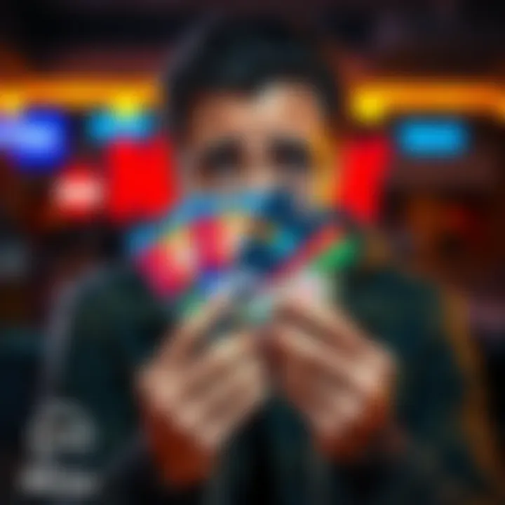 A person looking confused while holding several unredeemed gift cards, showing signs of frustration over the redemption process