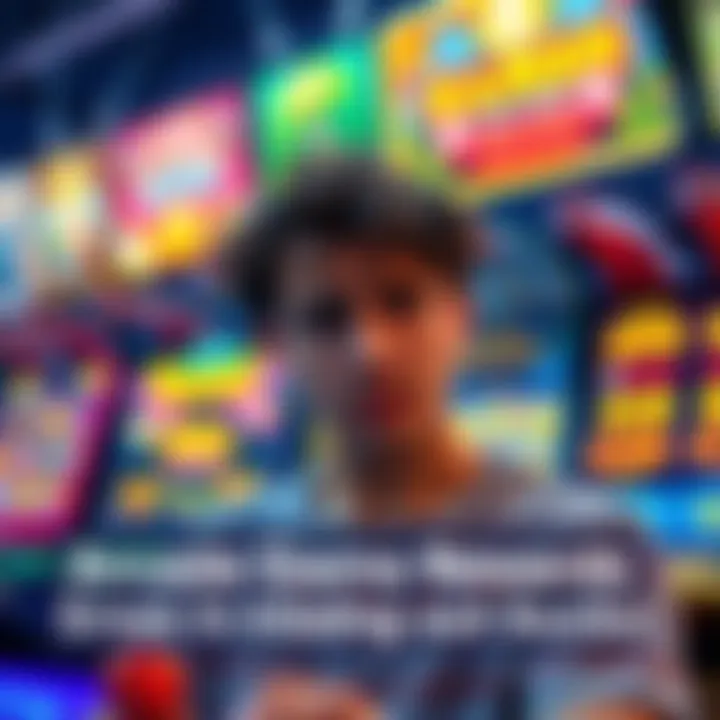 A gamer showing frustration over missing rewards in an arcade game, with game graphics in the background
