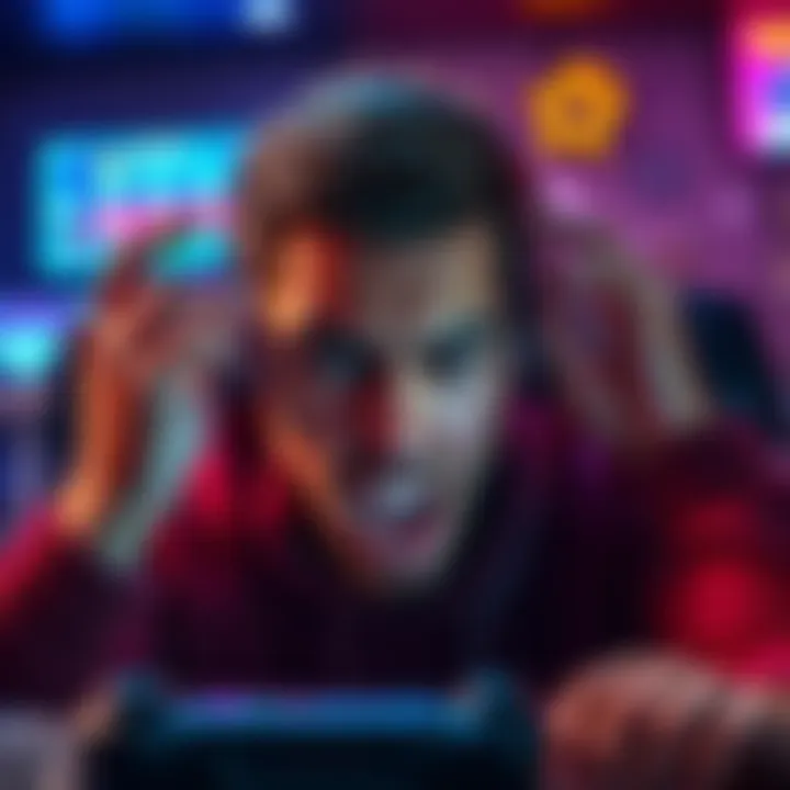 A person is reacting with frustration while playing a video game that shows popup notifications for collecting diamonds.