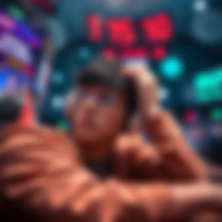 A player showing frustration while playing a minigame, with ads appearing on the screen and a scoreboard reflecting unfair match results.