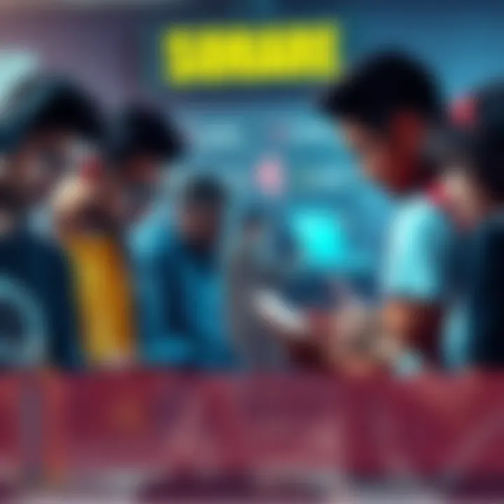 A group of players expressing frustration over DNP issues in Sorare, holding their smartphones and discussing solutions.