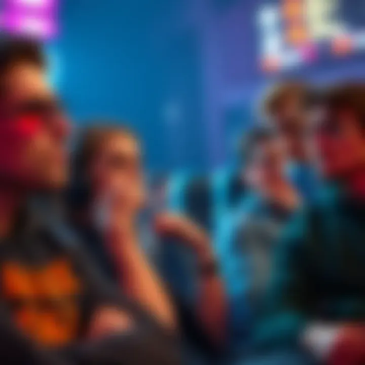 Group of players looking disappointed while watching ads for extra spins in a game