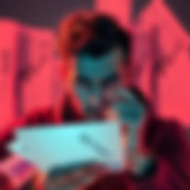 Frustrated user with Revolut card A person looking upset while holding a Revolut metal card, surrounded by financial documents showing decreasing interest rates.