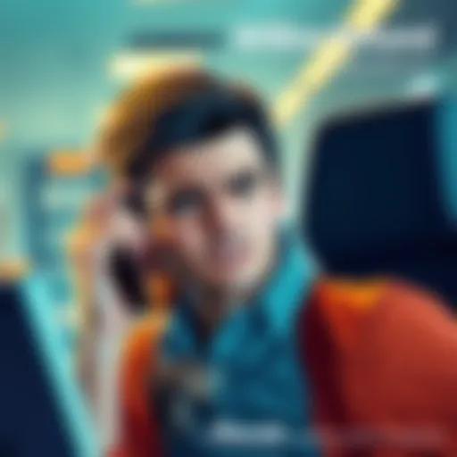 A frustrated traveler on a phone call, looking concerned about airline refund troubles with a Revolut chargeback rejection.