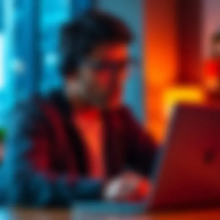 A person looking frustrated while using a laptop, trying to log into their American Express account.