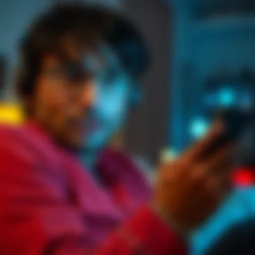 A person looking frustrated while using a mobile app with ads. The screen shows an error message and ad playback problems. The environment is casual, illustrating a common living room setting.