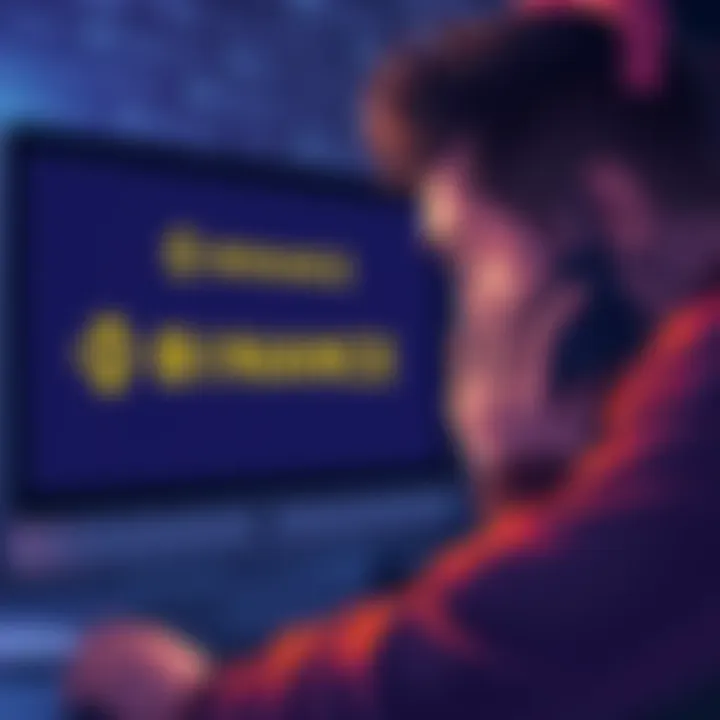 A frustrated person looking at a computer screen with a Binance logo, showing a message about a failed money transfer.