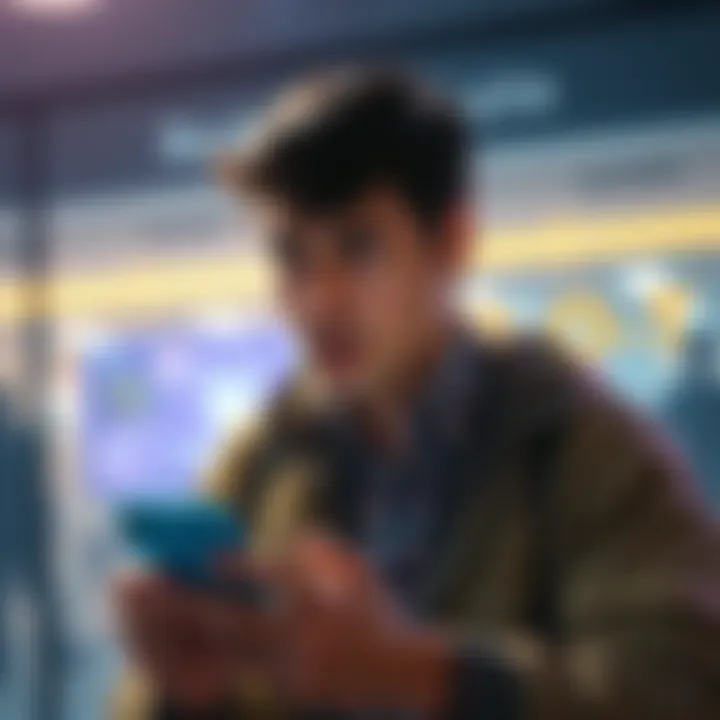 User frustrated with closed account A person looking worried while checking their phone, showing frustration over closed bank account and missing funds.