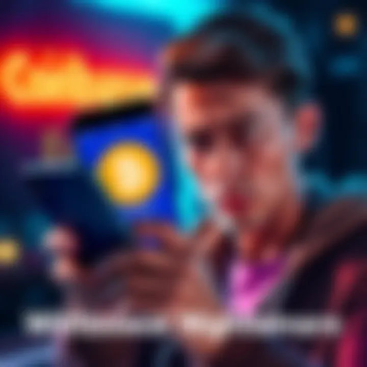 A person looking frustrated while holding a phone showing the Coinbase app, representing withdrawal issues