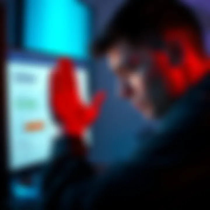 A frustrated person looking at a computer screen showing the Coinbase platform and a notification of a subscription charge