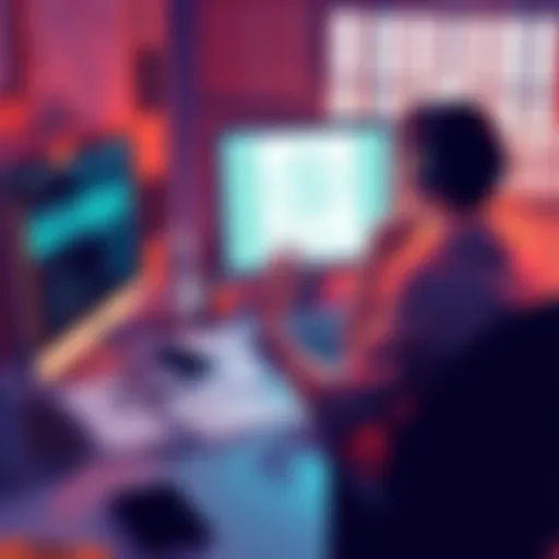 A frustrated user sitting at a computer, looking at a screen displaying a stalled stablecoin withdrawal. Papers and a phone are scattered on the desk, indicating efforts to seek help.