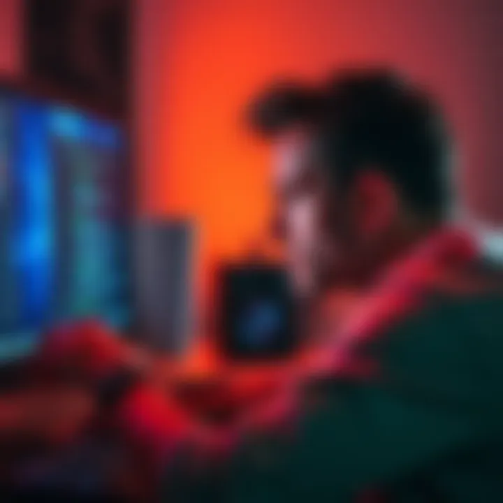A person looking frustrated at their computer screen displaying graphic problems after installing a new desktop app.