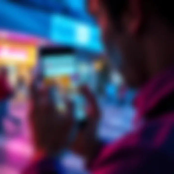 A person looking frustrated at their phone with DoorDash ads on the screen, trying to extend a rent boost.