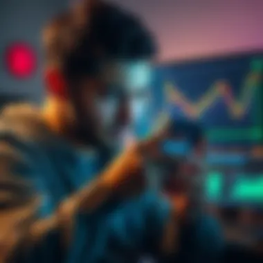 Frustrated user checking Ledger app A person looking frustrated while checking delay notifications on the Ledger Live app, with a phone in hand and a computer screen in the background displaying crypto information.