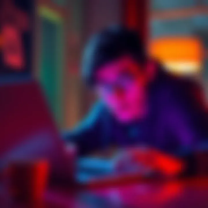 A person looking confused at a laptop screen with Nexo's site switching between Australian and U.S. versions