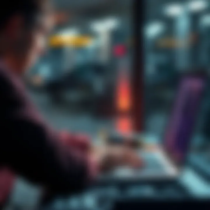 A person looking disappointed while typing on a laptop, expressing frustration about a removed forum post