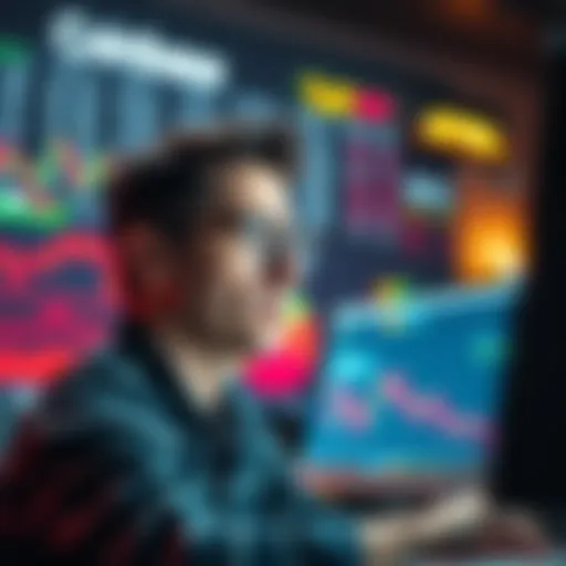 A Coinbase user looking worried while checking cryptocurrency data on a computer screen, showing concerns over AI trading and decentralized finance.