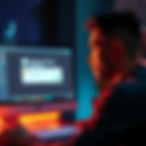 A person looking at a computer screen showing an error message about payment issues, looking frustrated