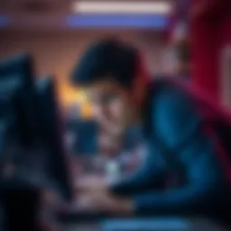 A frustrated Wirex user staring at a computer screen, feeling anxious about accessing their funds after a long delay.