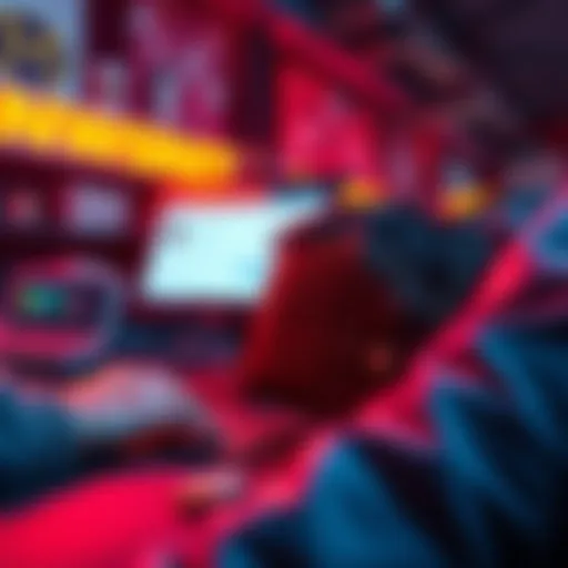 A visual representation of a user feeling frustrated with their funds trapped in a digital wallet due to network issues, with a computer screen showing a denied transaction message.