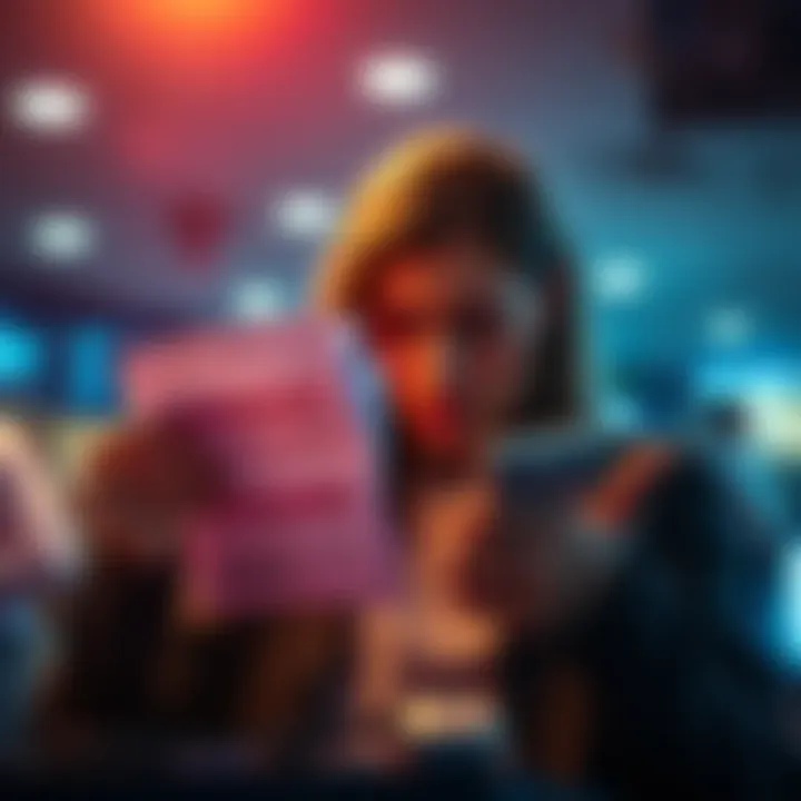 A frustrated person examining their bank statement, noticing double deductions for a failed transaction, highlighting concerns over overdraft risks.