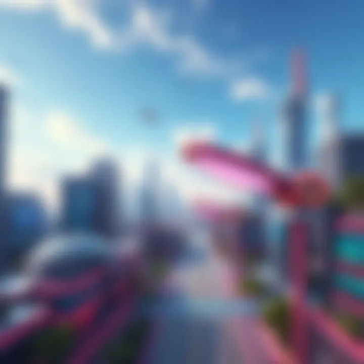 A vibrant futuristic city with advanced technology and green spaces under a clear sky, symbolizing possibilities in 2026