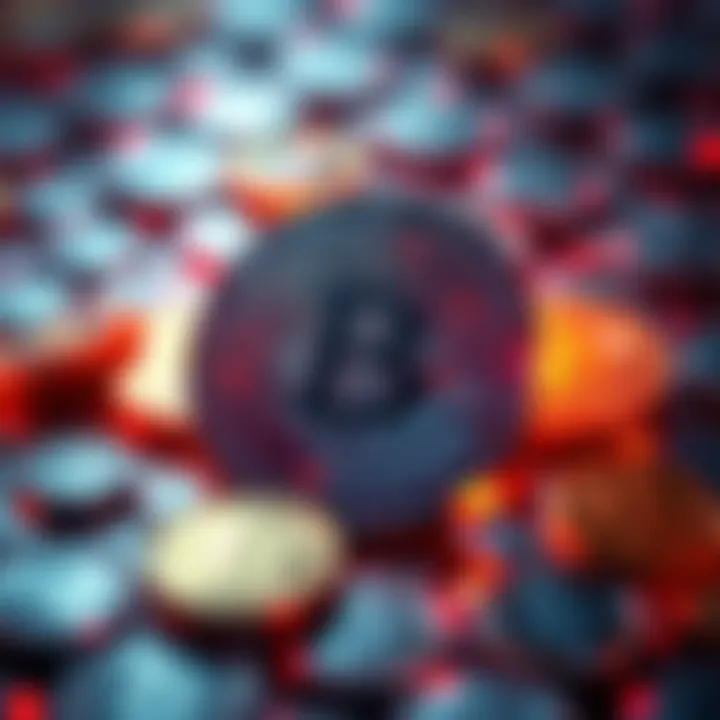 A visual representation of digital assets transforming traditional currency, showing coins and crypto symbols merging.