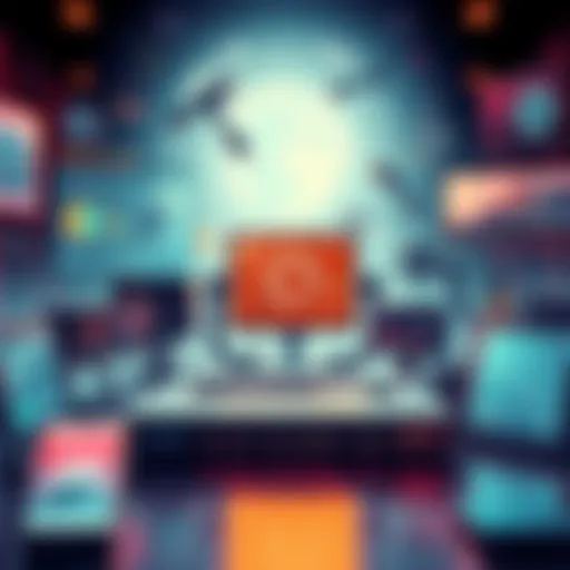 An illustration showing futuristic technology, including advanced gadgets and digital interfaces, representing innovations for 2026.