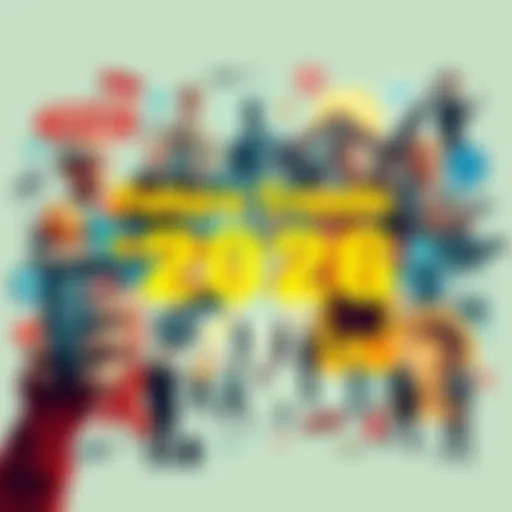A collage of political symbols, technology devices, and people engaging with new innovations, showcasing the key trends expected in 2026.