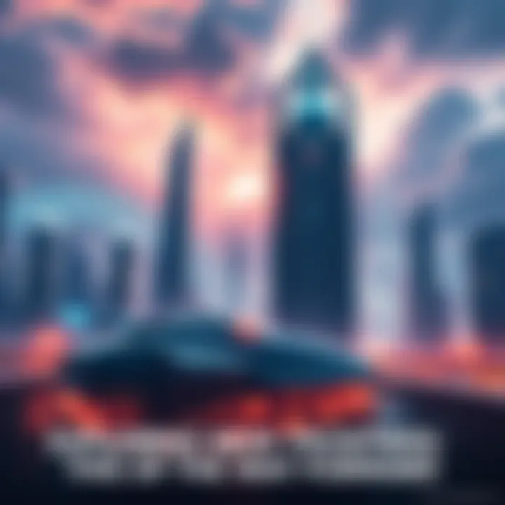 A futuristic city with advanced technology and spacecraft, symbolizing progress in technology and space exploration