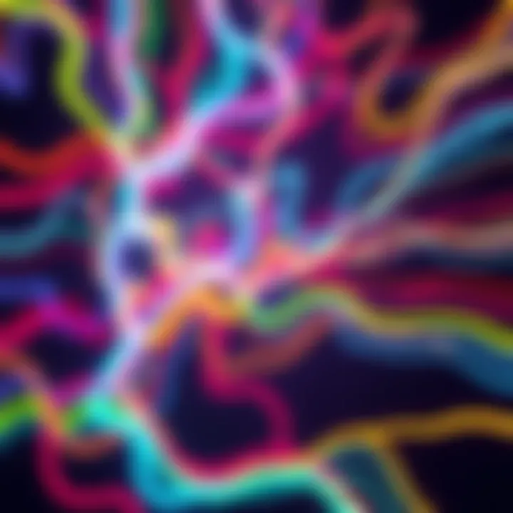 A colorful graphic featuring fuzzy lines in various shapes and patterns, symbolizing the latest meme trend.