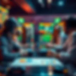 Game Redesign Discussion Players discussing the fairness of a game redesign and mini-games with charts and controllers on the table