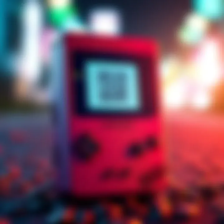A Game Boy with a DogeGB wallet interface displaying QR code for Dogecoin storage.