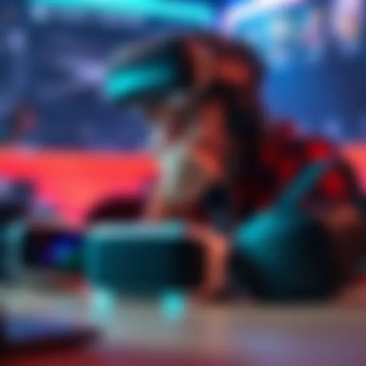 Person considering VR headset options A gamer looks at different VR headsets on a table, contemplating their choices with a thoughtful expression.