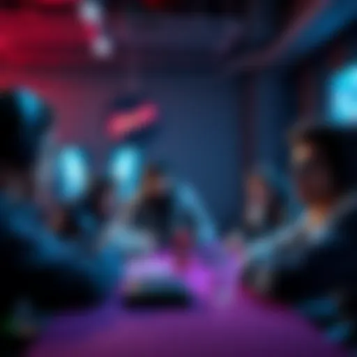 A group of gamers at a table, debating about cheating in video games with controllers in hand and concerned expressions.