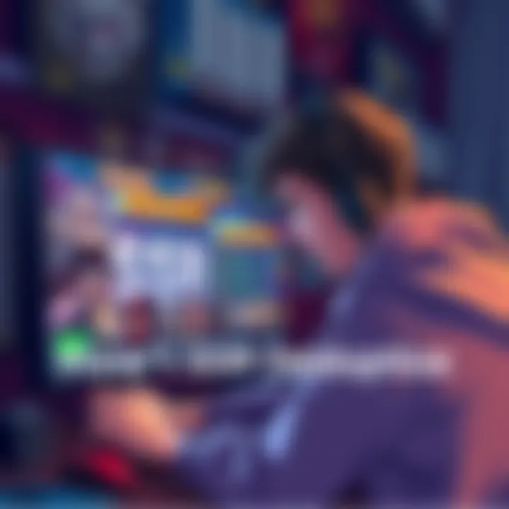 A gamer looking frustrated while playing, staring at a screen showing low SSR drop rates, surrounded by game characters and posters.