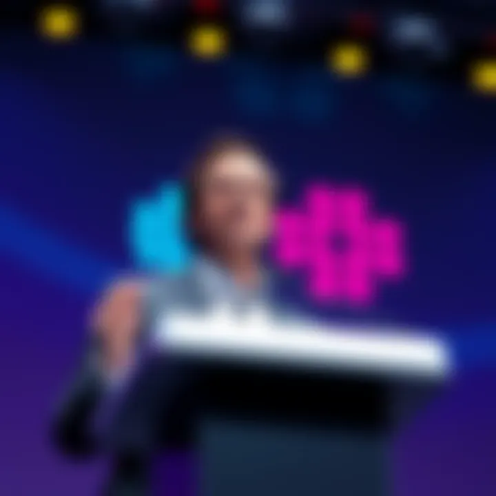 Gavin Wood speaking at a podium about his return as CEO of Parity Technologies, with the Polkadot logo in the background