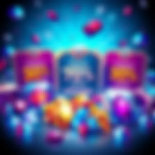 A collection of game packs showcasing high bonus percentages alongside sparkling gems, inviting players to maximize their rewards.